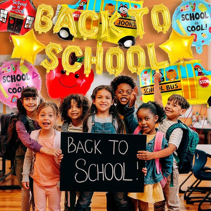 24 Pcs Large Back to School Balloons, Colorful Star School Bus House Foil - Image 4