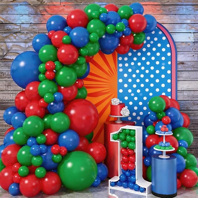 Red Blue Green Balloon Arch Garland Kit by Jobkoo