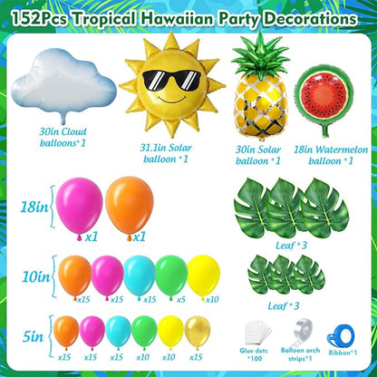 Tropical Hawaiian Summer Balloon Garland Arch Kit 152Pcs, Hot Pink Orange - Image 2