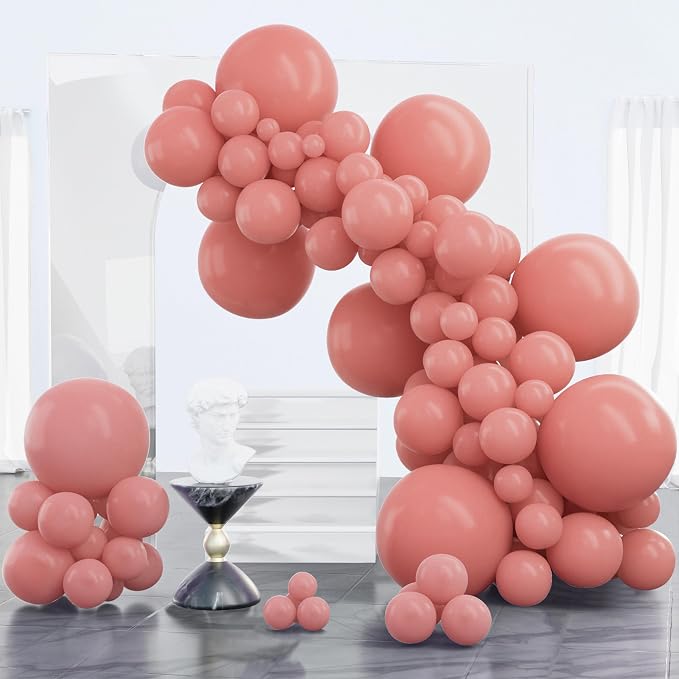 PartyWoo Dusty Pink Balloons 100pcs Dusty Rose Boho Netural Pink Color | 18 12 by PartyWoo