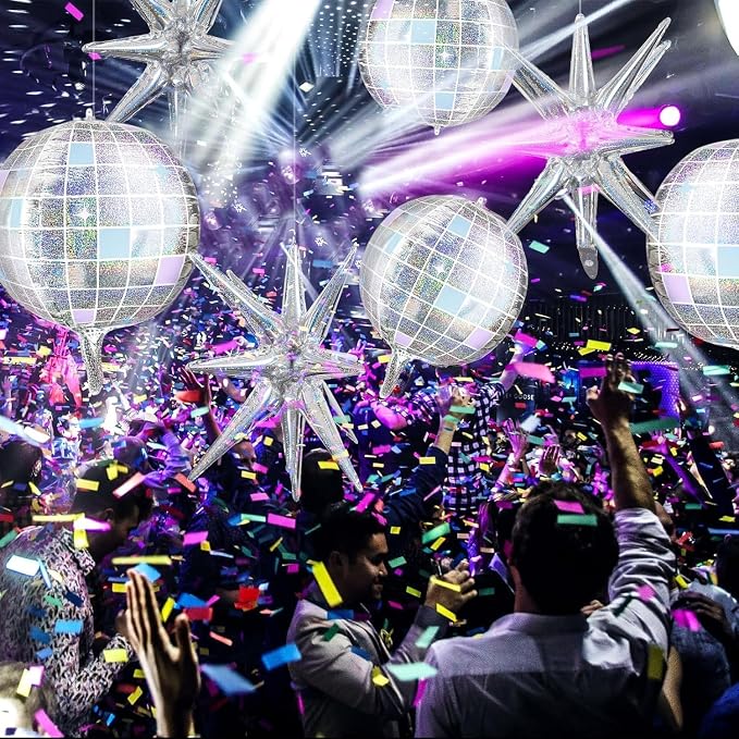 Disco Ball Balloons for 70s 80s Disco Party Decorations, 22 Inch Large 4D - Image 6