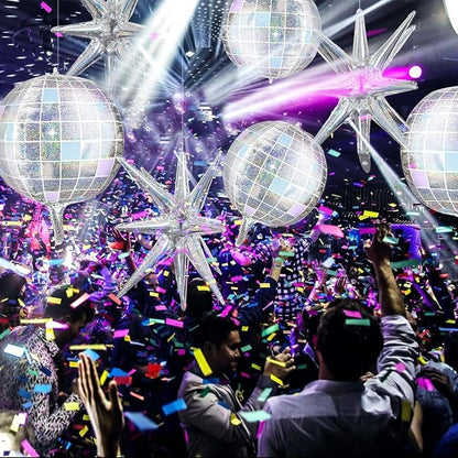 Disco Ball Balloons for 70s 80s Disco Party Decorations, 22 Inch Large 4D - Image 6