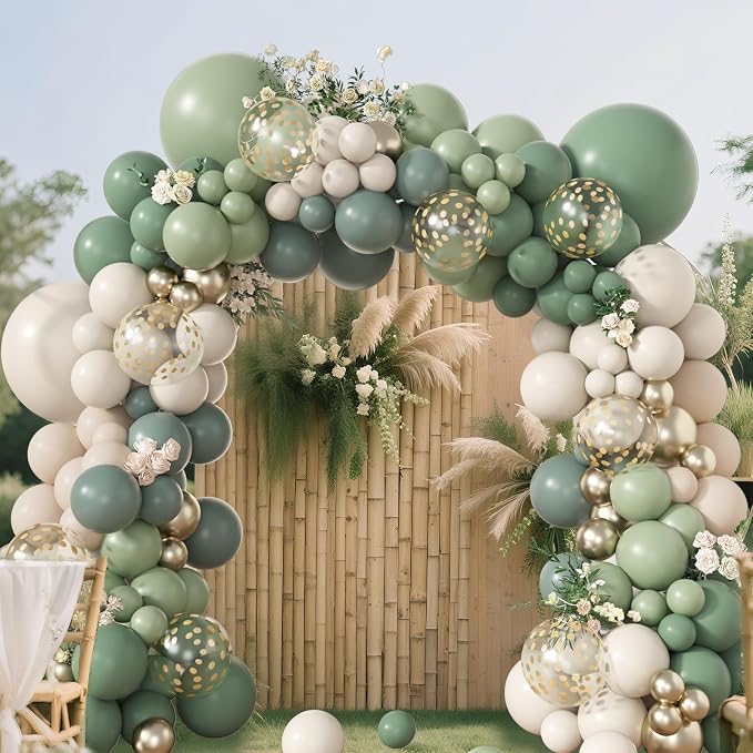 Amandir 173Pcs Dusty Green White Sand Balloon Arch Garland Kit | Beige Cream - Image 7
