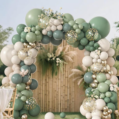 Amandir 173Pcs Dusty Green White Sand Balloon Arch Garland Kit | Beige Cream - Image 7