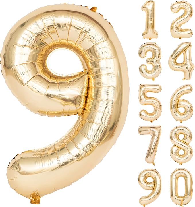 40 Inch Light Gold 9 Number Balloons Large Champagne Gold Number | White Gold by Exquisitehighqualitypartydecorationstomeetyoureveryneed%EF%BC%81