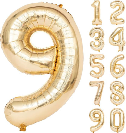 40 Inch Light Gold 9 Number Balloons Large Champagne Gold Number | White Gold by Exquisitehighqualitypartydecorationstomeetyoureveryneed%EF%BC%81