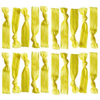 Kenz Laurenz Hair Ties 20 Elastics Ponytail Holder Set No Crease Ribbon Bands (Yellow)