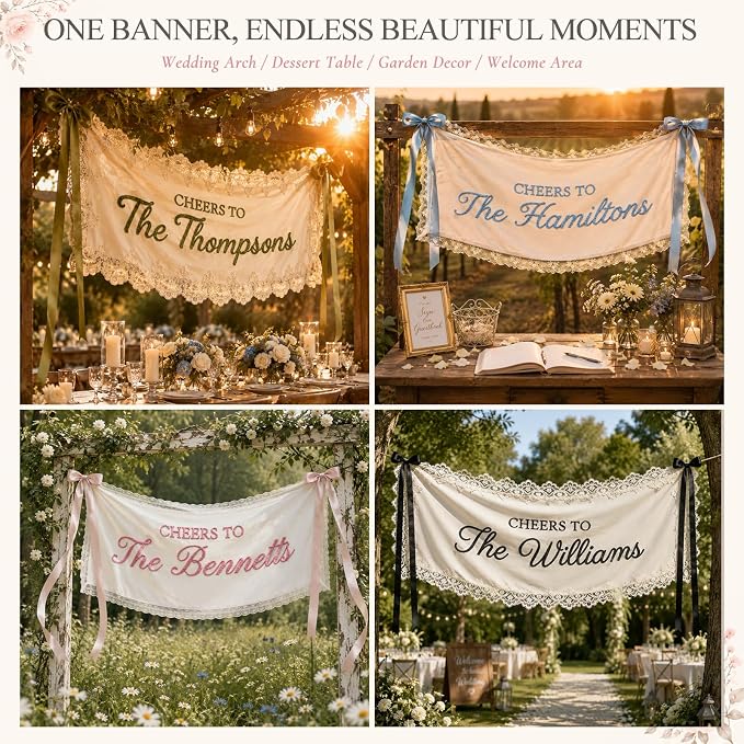 Custom Hand Embroidered Wedding Banner - Image 5