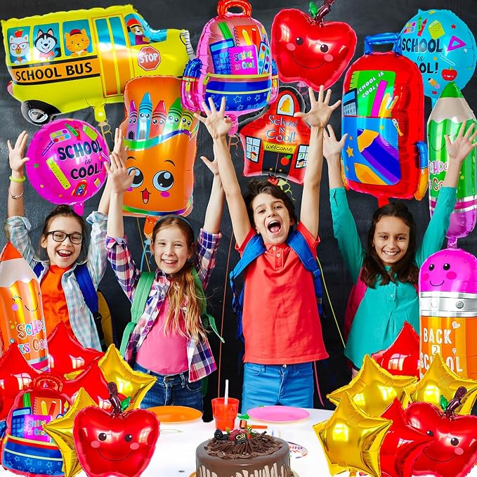 38 Pcs Back to School Balloons, School Helium Mylar Balloon, Apple Pencil - Image 2