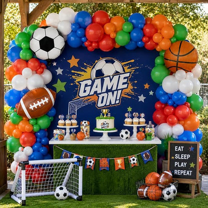 Sports Balloons, 12 Inch Green Orange Blue Red White Latex Balloons - Image 5