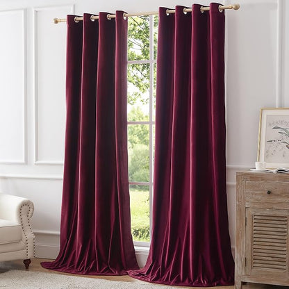 BULBUL Velvet Burgundy Blackout Curtains 120 inch Long - Image 6