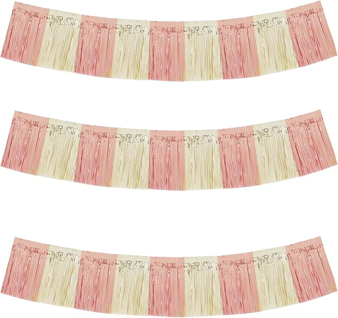 BEISHIDA Champagne Rose Gold Garland Banner 30ft Wall Tinsel Foil Streamers | by Beishida