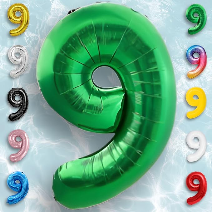 Green Number Balloon 9 Mylar Foil Balloons 16 inch - Image 6