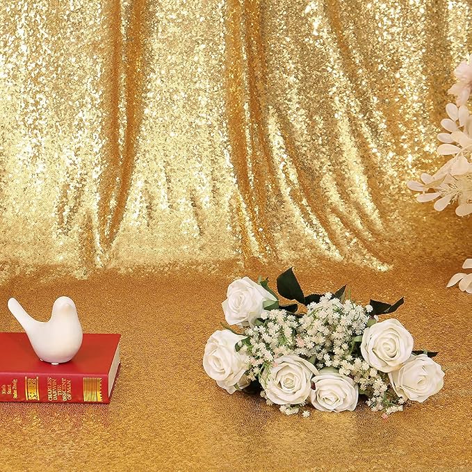 Poise3EHome Gold Sequin Backdrop, 6FT x 8FT Glitter Curtain - Image 9