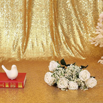 Poise3EHome Gold Sequin Backdrop, 6FT x 8FT Glitter Curtain - Image 9