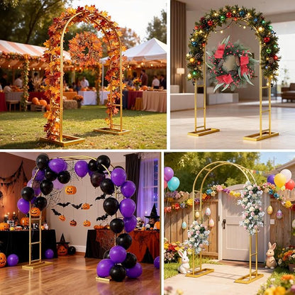 7.2FT Wedding Arch Backdrop Stand Metal Frame Gold Pergola Arbor - Image 2