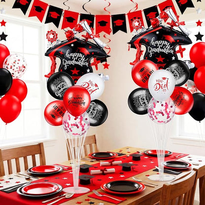 Jenaai Red and Black 27 Pcs 2026 Graduation Balloon Centerpiece - Image 2