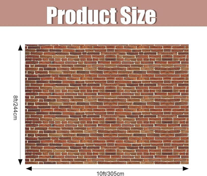 VitalCozy 10x 8ft Dark Red Brick Wall Backdrop Fabric Photo Background | Large - Image 2