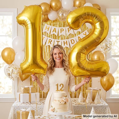 40 Inch Gold Number 12 Foil Balloon - Image 4