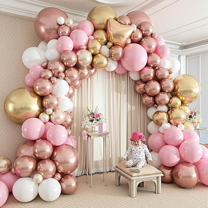412Pcs Rose Gold Balloon Garland Arch Kit, 18 12 10 5 Inch Nude Pastel Pink - Image 6