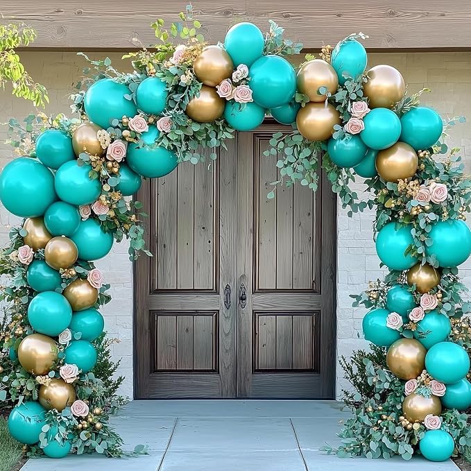 RUBFAC Blue Balloons Different Sizes Turquoise Teal Balloon Arch 154pcs | - Image 7