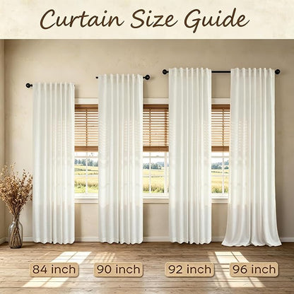 Natural Linen Back Tab Curtains 84 Inch Length - Image 8