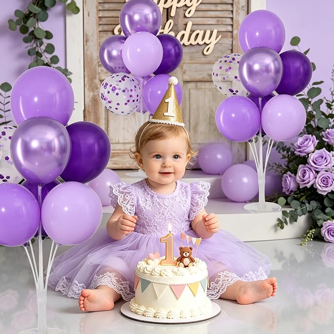 Purple Balloons Stand for Table Centerpieces Stand Kit 4 Sets - Image 2
