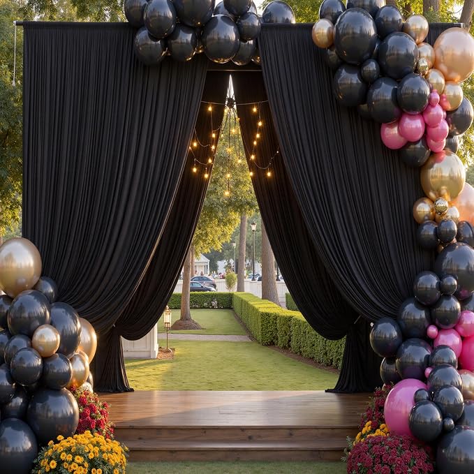 30ftx12ft Wrinkle Free Black Backdrop Curtain - Image 7