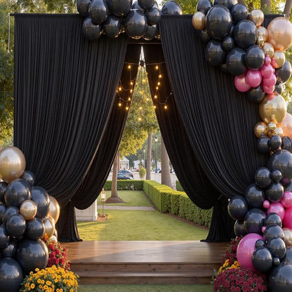 50ftx12 ft Wrinkle Free Black Backdrop Curtain - Image 2