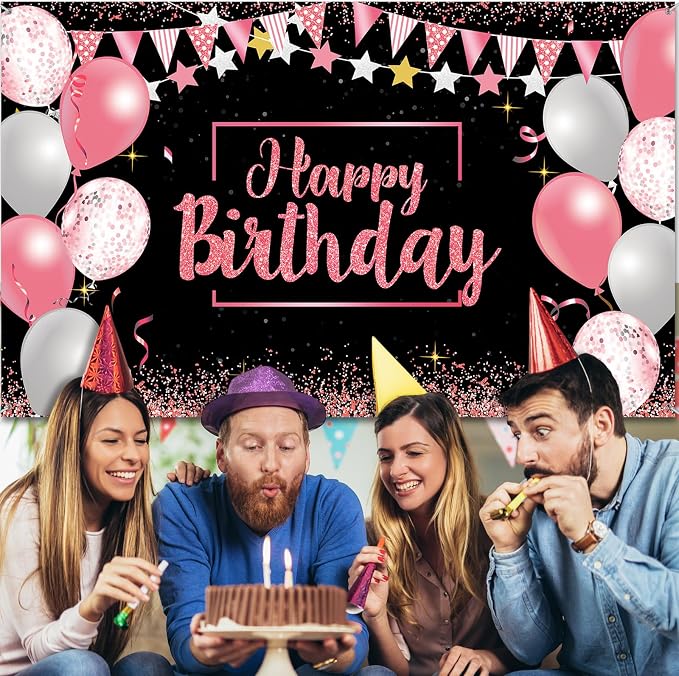 Tatuo Happy Birthday Decorations Backdrop Banner - Image 4