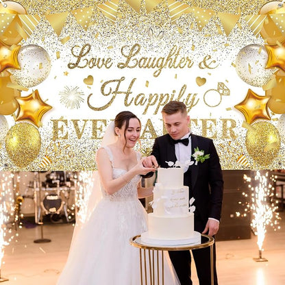White Gold Bridal Shower Decorations Love Laughter and Happily Ever After - Image 3