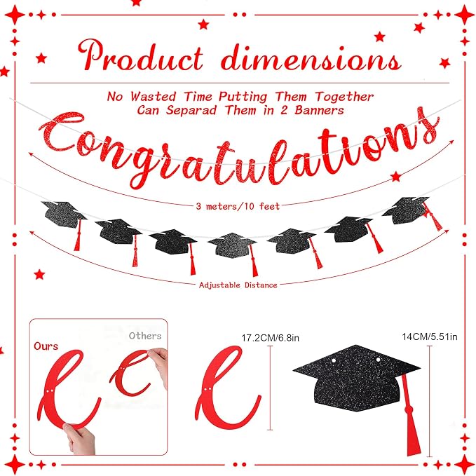2026 Graduation Banners Party Decorations, Glitter Congratulations - Image 7