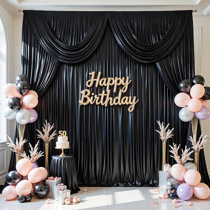 20x10ft Black Glitter Backdrop Curtain - Image 7
