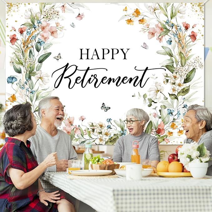 Avezano Happy Retirement Banner Wildflower Themed Happy Retirement Party - Image 5