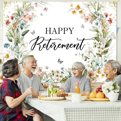 Avezano Happy Retirement Banner Wildflower Themed Happy Retirement Party - Image 5