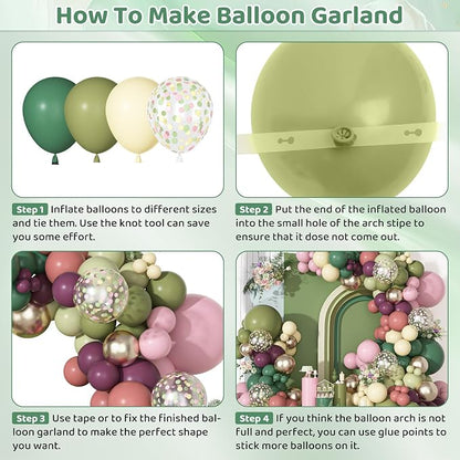 Ouddy Party Dusty Pink Green Balloons Garland Arch Kit 18 12 10 5 Inch | - Image 4