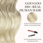 GOO GOO Tape in Hair Extensions Human Hair, 17/22/60 Ash Blonde to Golden Blonde and Platinum Blonde, 22inch 50g 20pcs, Skin Weft Seamless Invisible, Silky Straight with Thick Ends, Remy Human Hair