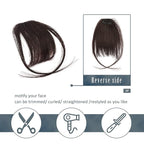 BARSDAR Clip in Bangs Real Human Hair - Real Human Hair Clip in Bangs for Women - Dark Brown Wispy Bangs Extensions Fringe with Temples Real Hair Bangs Hairpieces - Dark Brown
