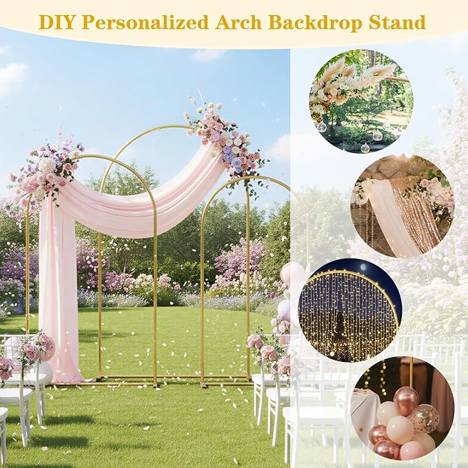 RUBFAC Arch Backdrop Stand Set of 3, 6FT/6.6FT/7.2FT - Image 4