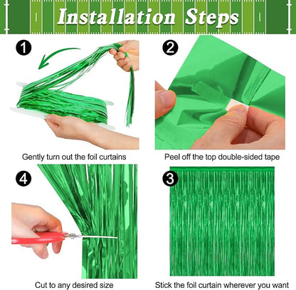 ZATAYE 12 Pack Green Christmas St Patricks Foil Curtain Decorations | Green - Image 3