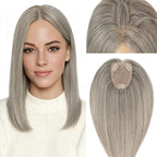Rich Choices Human Hair Toppers for Women-100% Real Remy Hair Topper No Bang-Upgraded 150% Density 9 * 12CM Lace Base-Clip in Hairs Topper for Thinning Hairs-14Inch #G3 Salt and Pepper Grey