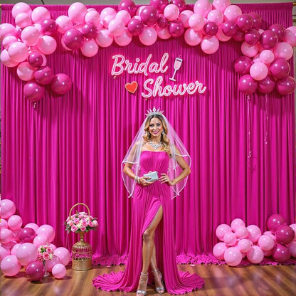 10 Panels Hot Pink Backdrop Curtains - Image 3
