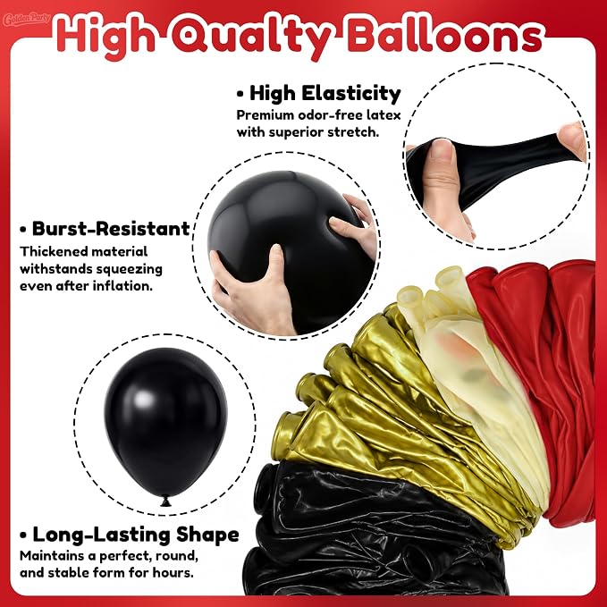 Black Gold Red Balloons, Baby Shower, Anniversary, Graduation, Wedding Party - Image 3