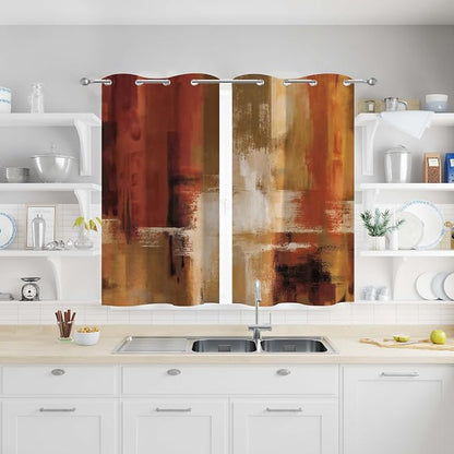 Asuexpect Burnt Orange Kitchen Curtains 2 Panels Abstract Rust Curtain Room by Asuexpect
