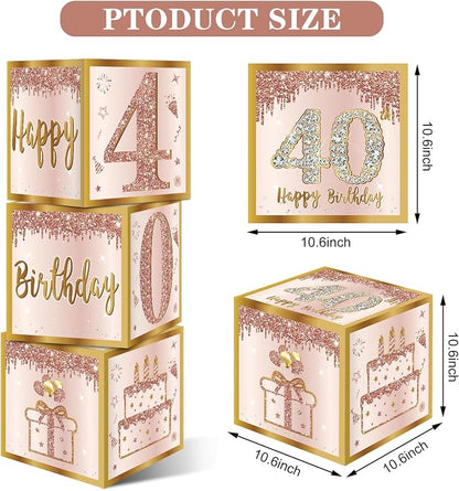 Guiruiy 3Pcs 40th Birthday Decorations Balloon Gift Boxes - Image 2