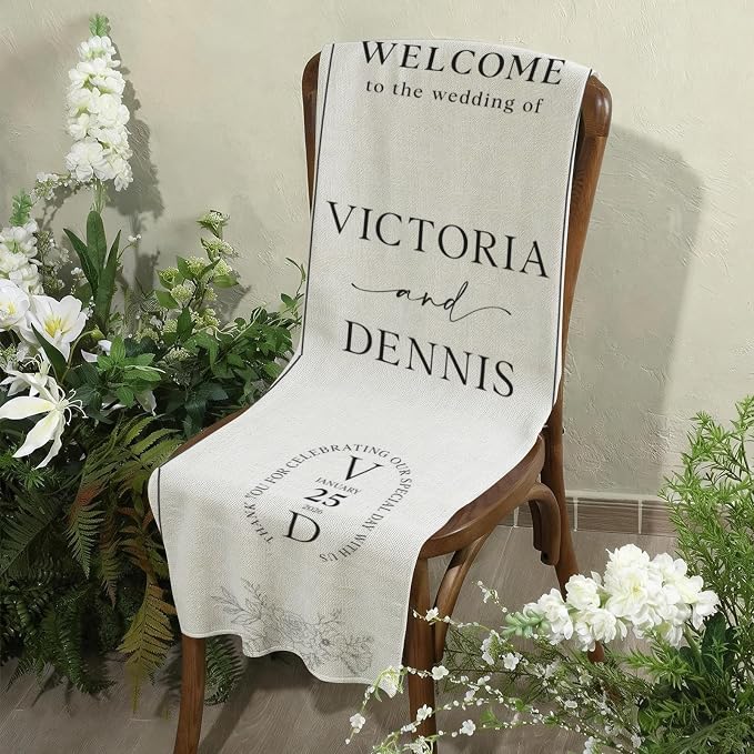 Mapileng Modern Wedding Linen Wall Tapestry Welcome Banner, Personalized Couple - Image 7
