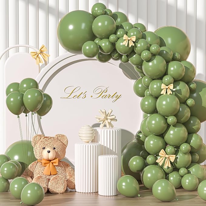 135pcs Sage Green Balloons Balloon Arch Kit Different Sizes Of 18 12 10 5 Inch by YISHEBAPA