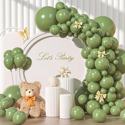 135pcs Sage Green Balloons Balloon Arch Kit Different Sizes Of 18 12 10 5 Inch by YISHEBAPA