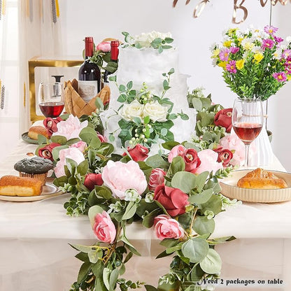 Artificial Flower Garland 5.4ft Floral Rose Vine Decor, Hanging Faux Roses - Image 3