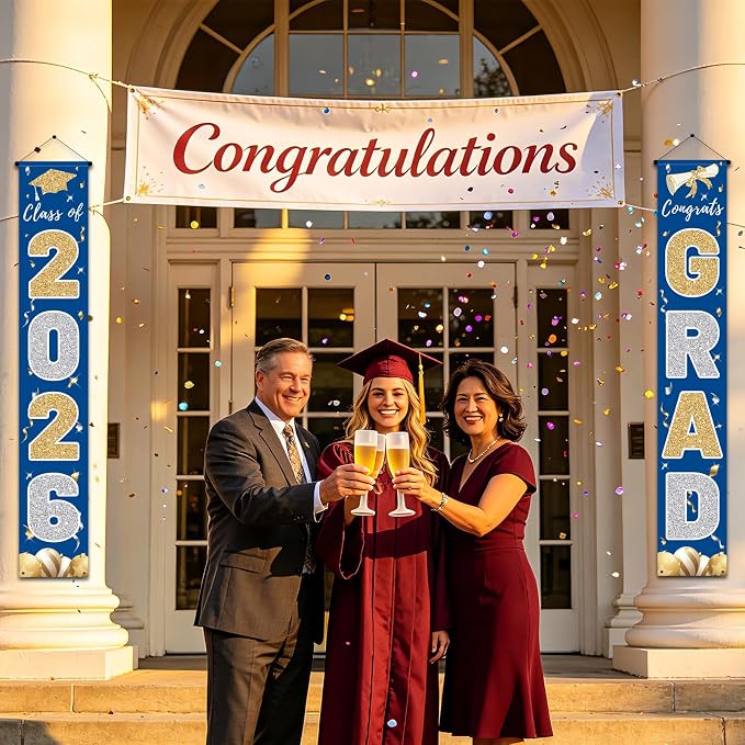 Graduation Decorations 2026, Class of 2026 Banner Congrats Grad | Blue Porch - Image 7